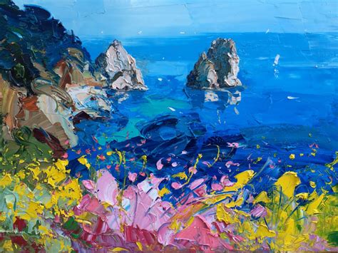 Capri Painting On Canvas Original Art Amalfi Coast Italy Art