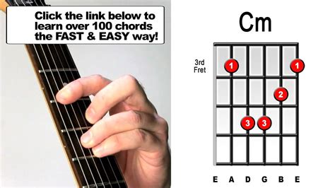 how to play c minor guitar barre chords youtube