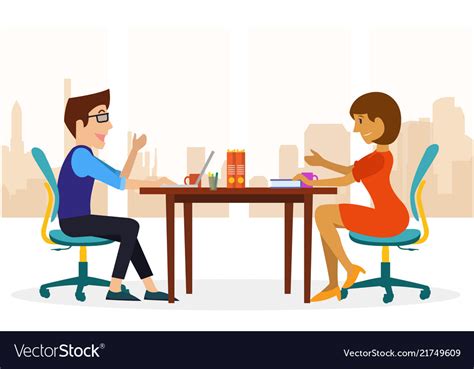 Two People Doing Conversation At The Office Vector Image