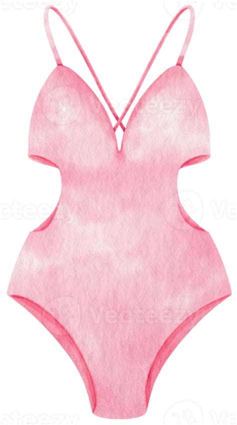 Pink One Piece Bikini Swimsuits Watercolor Style For Decorative Element 9787889 Png