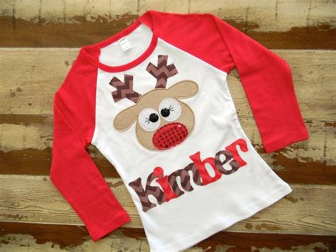 Girls Reindeer Shirt Personalized Reindeer Shirt Raglan Etsy