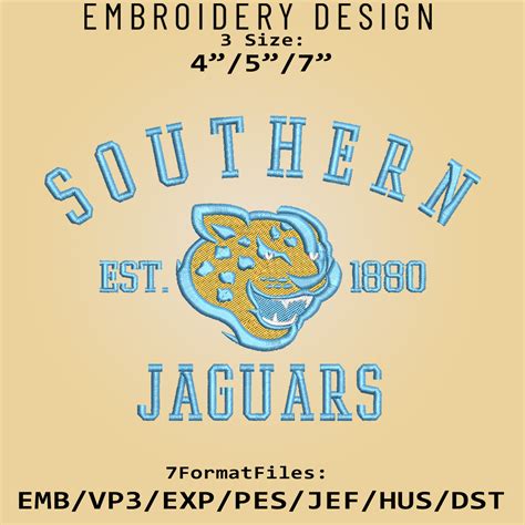 Southern Jaguars Embroidery Design Ncaa Logo Embroidery Fil Inspire