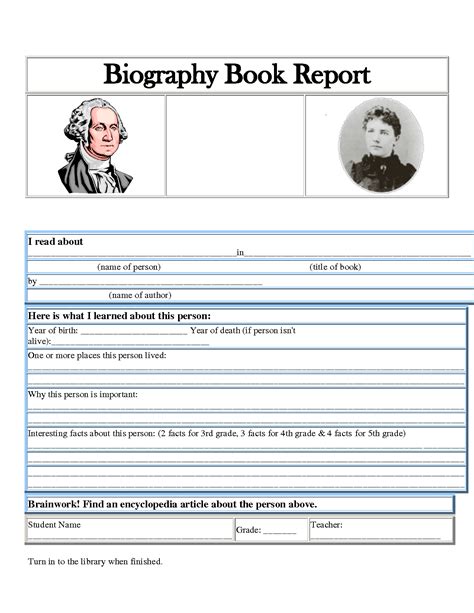 Biography Book Report Template Professional Plan Templates