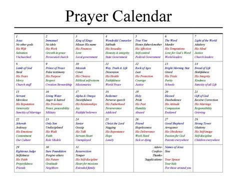 Prayer Lists Schedules Templatesz234 Templatesz234