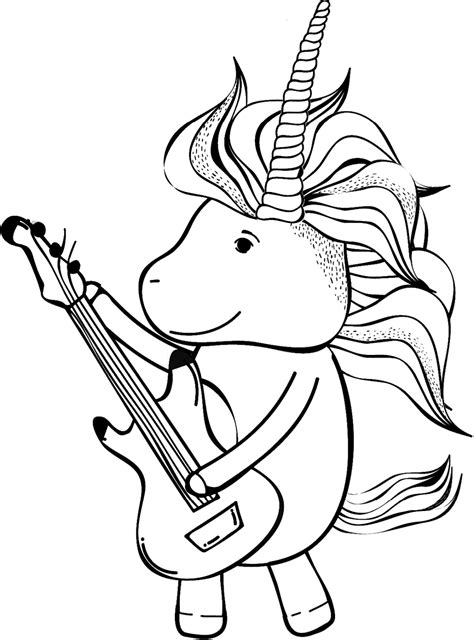 Free printable unicorn coloring pages. Unicorn Playing Guitar Coloring Page - Free Printable ...