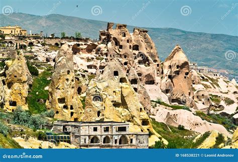 View Of Uchisar From Pigeon Valley In Cappadocia Turkey Stock Image