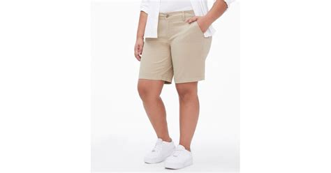 Aéropostale Curvy Solid Bermuda Uniform Shorts In Natural Lyst