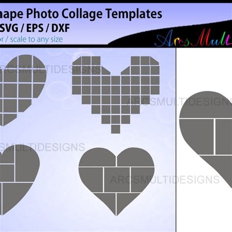 Heart Shape Photo Collage Template Photo Collage Svg Heart Etsy Uk