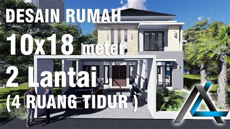 Gambar terdiri dari denah, tampak, potongan. Desain rumah#10x18 meter#2 Lantai#4 Ruang tidur#cirebon ...