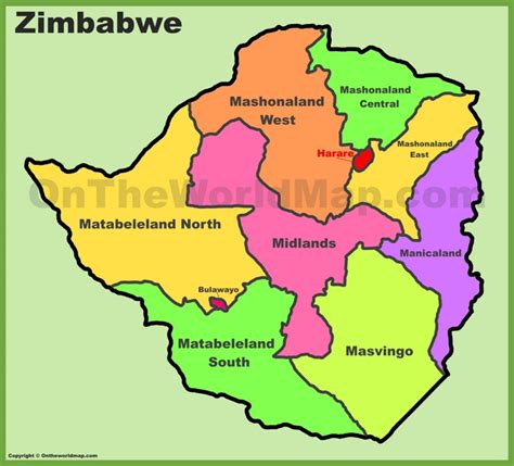 Provinces Of Zimbabwe Administrative Divisions Map Of Zimbabwe