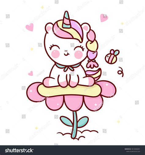 Flat Unicorn Fairy Cartoon Pony Child Stock Vector Royalty Free