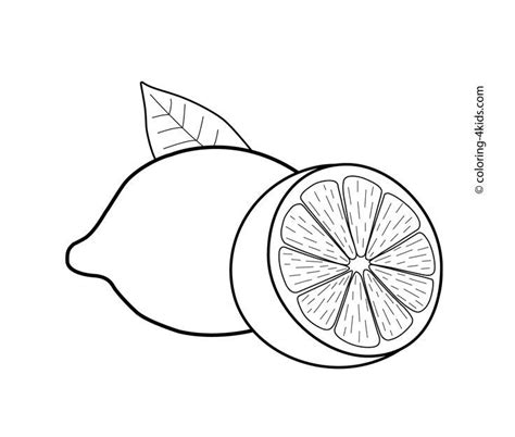 Here is a free coloring page of lemon. Lemons fruits coloring pages for kids, printable free Lam ...