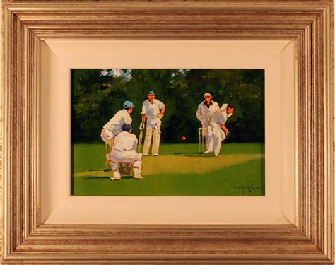 John Haskins Original Oil Painting On Canvas Cricket Match Art To
