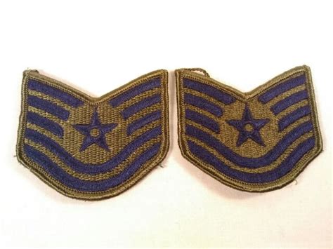 Vintage Us Air Force Technical Sergeant Rank Chevron Stripes E 6 Patch