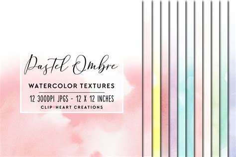 Pastel Ombre Watercolor Papers By Clipheartcreations Thehungryjpeg