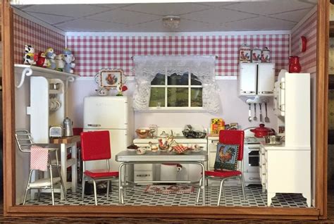 1950s Kitchen Dollhouse Miniatures Kitchen Doll House Retro Kitchen