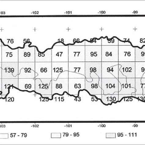 Lines of longitude appear vertical with varying curvature in this projection, but are actually halves of great ellipses, with identical radii at a given latitude. Riqueza de especies de mamíferos en cuadros de 0.5° de ...