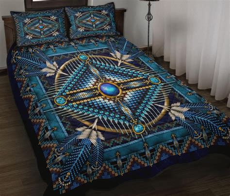 Mandala Blue Design Native American Bedding Set F39tpau8n0