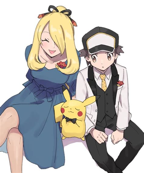 Pikachu Red Cynthia Cynthia And Red Pokemon And 2 More Drawn By