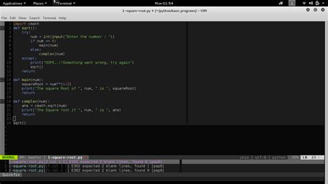 The square root of negative numbers. vim - expected two blank lines pep8 warning in python ...