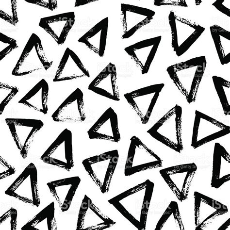 Vector Seamless Pattern With Black Hand Drawn Triangles On White