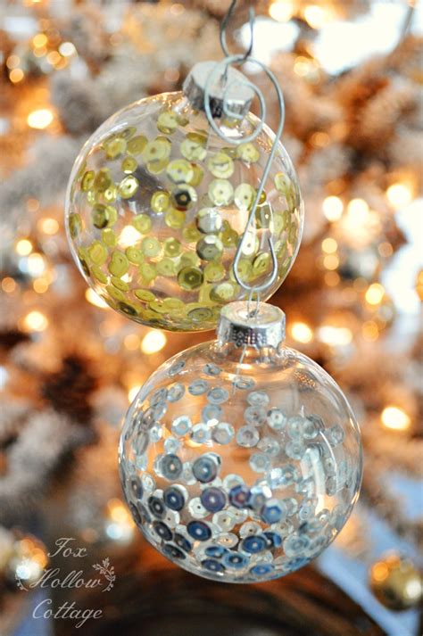 Diy Christmas Ornament Craft Sequins In Clear Glass Fox