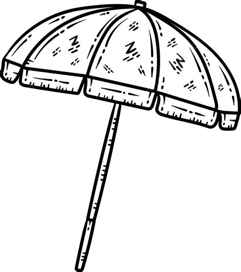 Summer Beach Umbrella Line Art Coloring Page Season Colouring Page