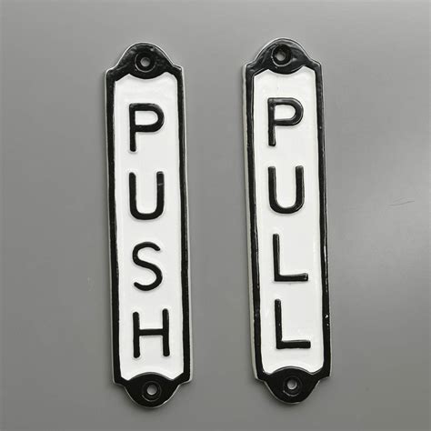 push and pull door signs white solid cast metal signs old etsy uk