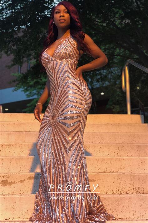 Don't know about you, but we're feeling a real connection here. Striped Gold Sequin Floor Length Mermaid Long Unusual Prom ...