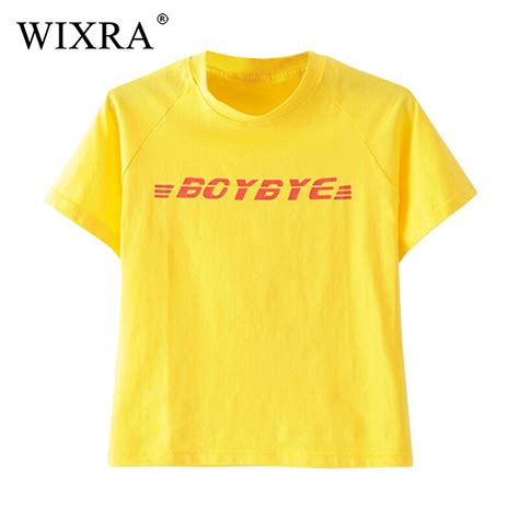 Wixra New Summer T Shirt Women High Cotton Fashion Letter Print Casual Knitwear Short Sleeve O