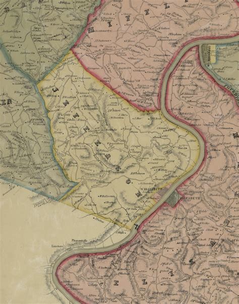 Jefferson Township Pennsylvania 1851 Old Town Map Custom Print
