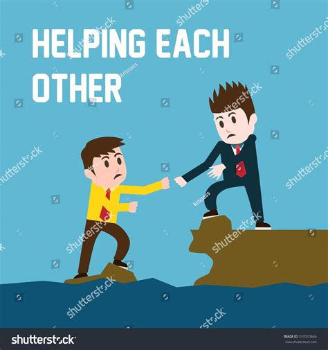 Helping Each Other Poster Stock Vector 537010666