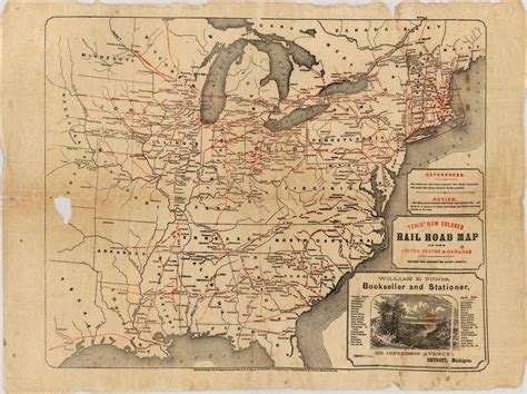 We Tunis Rr Map Of The Us And Canada 1859 40 X 51 Cm 1574 X 20 Inches