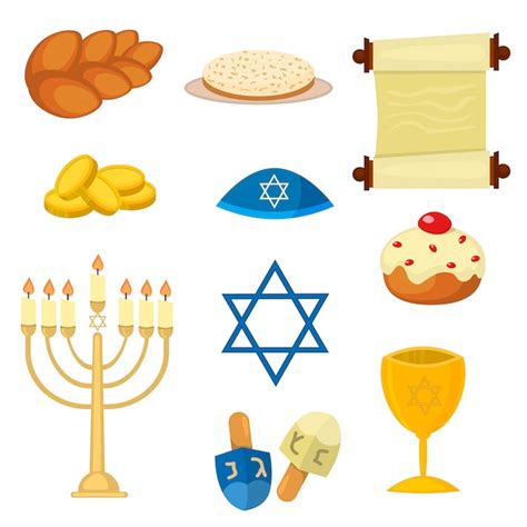 Judaísmo Iglesia Tradicional Símbolos Vector Illustration Vector Premium