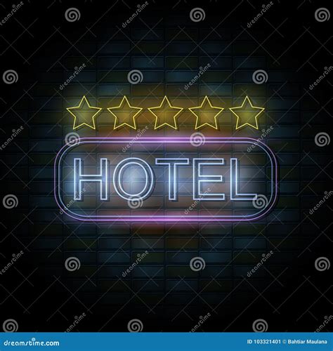 Hotel Neon Sign On Brick Wall Stock Vector Illustration Of Neon Advertising 103321401