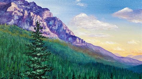 Mountain Pine Tree Landscape Acrylic Painting Live Tutorial Youtube