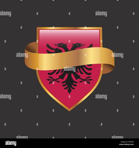 Albania Flag Golden Badge Design Vector Stock Vector Image And Art Alamy