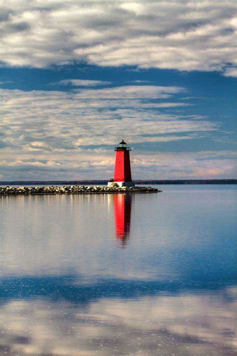 Michigan Manistique Lighthouse Aerial