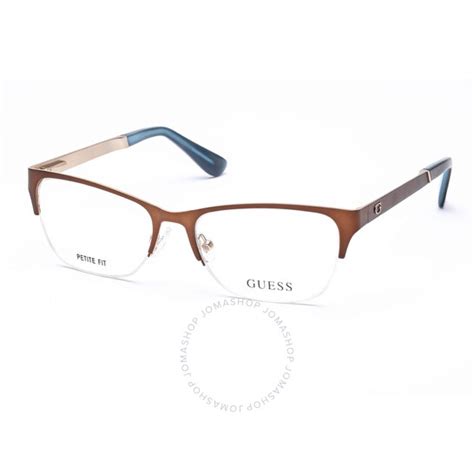 Guess Ladies Brown Rectangular Semi Rimless Eyeglass Frames Gu26274951 664689871728 Eyeglasses