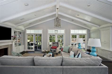 Add warmth and coziness to a large room with natural maple or knotty pine ceiling planks. 24 Living Rooms With Vaulted Ceilings - Page 5 of 5
