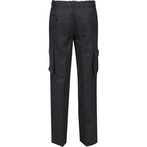 Boys Slim Fit Grey School Trousers Adjustable Waist Cargo Pocket 2 12