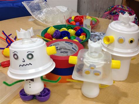 Recycled Yogurt And Fruit Container Robots My Summer Class Made K