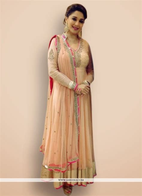 Madhuri Dixit Peach Sequins Work Designer Suit Designer Dresses