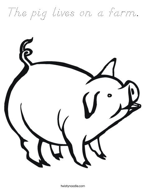 The Pig Lives On A Farm Coloring Page Dnealian Twisty Noodle