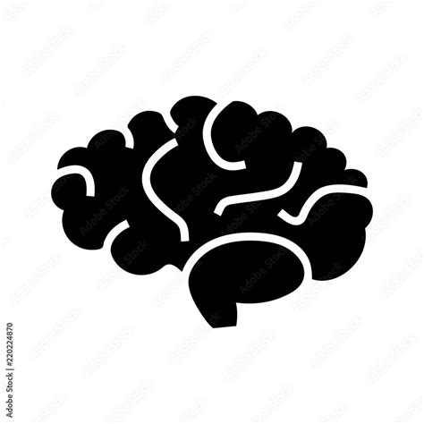 Simple Flat Black Silhouette Brain Icon Side View Of A Brain