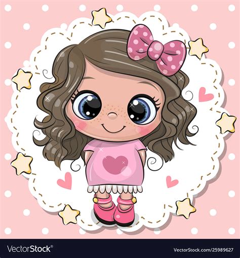 Wholesale mixed cartoon styles baby kids girls hairpin hair clips jewelry 30pics. Cute cartoon girl with pink bow Royalty Free Vector Image