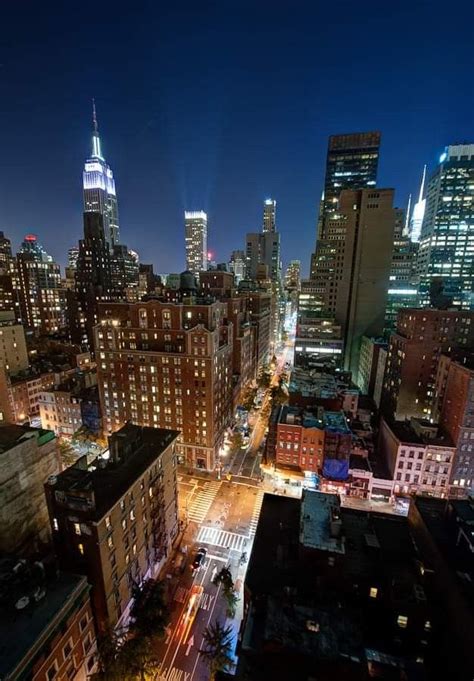 New York City Midtown Manhattan At Night New York Rooftop Midtown