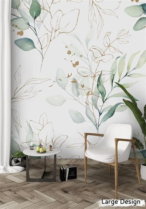 Green Eucalyptus Leaf Peel And Stick Wallpaper Leaves Branches
