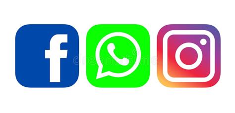 Facebookwhatsapp And Instagram Logosisolated On White Background