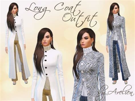 The Sims Resource Long Coat Outfit Set By Arelien • Sims 4 Downloads
